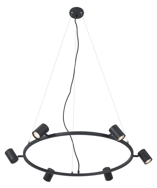 Nowoczesna lampa wisząca czarna 6-punktowa - Jeana Circle