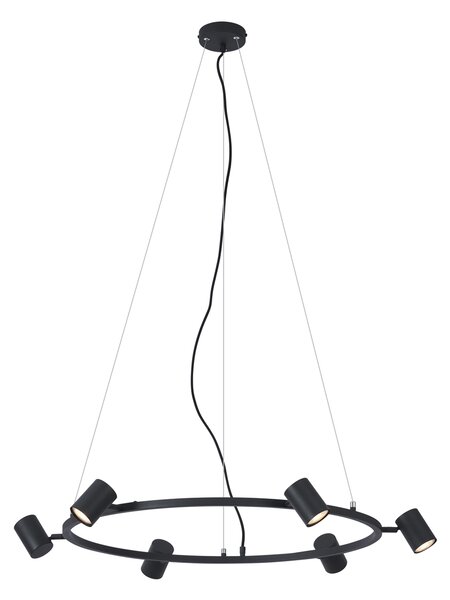 Nowoczesna lampa wisząca czarna 6-punktowa - Jeana Circle
