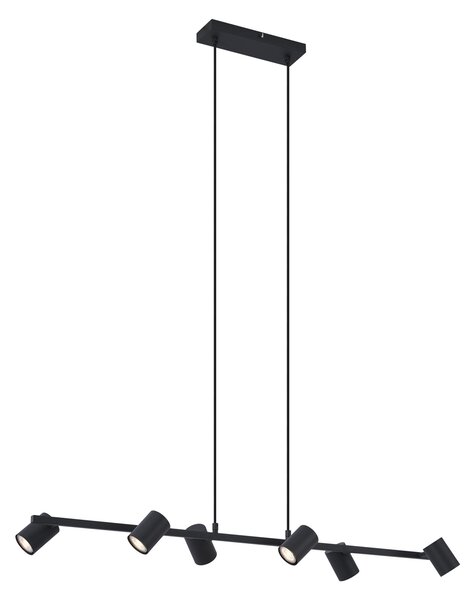 Nowoczesna lampa wisząca czarna 6-punktowa - Jeana Straight