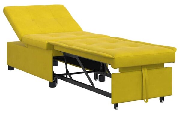 Nowoczesna sofa z funkcjÄ spania w aksamicie, Å¼Ã³Åta