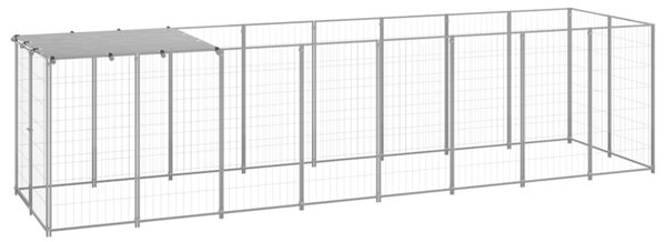 Kojec dla psa, srebrny, 4,84 m², stalowy