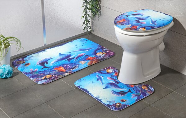ASTOREO Dywaniki łazienkowe Delfiny - Rozmiar 50 x 40 cm i 38 x 44 cm