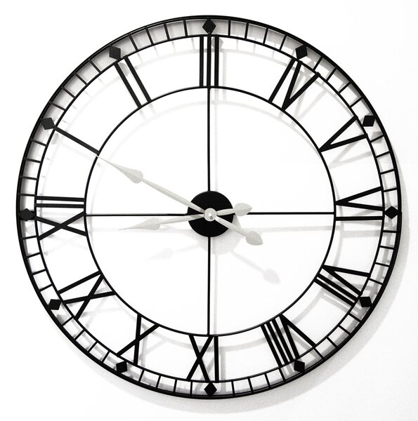 ASTOREO Metalowy zegar ścienny - czarny - Rozmiar 89 x 89 x 5 cm