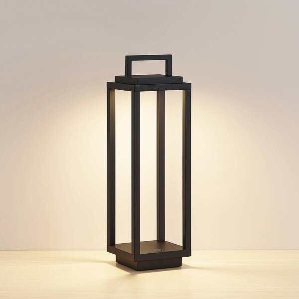 Lampa zewnętrzna Lucande LED Mirina, czarna, akumulator, ściemniacz Mirina Lucande, możliwość ściemniania, czarny, aluminium, nowoczesny