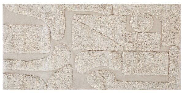 Dywan beżowy bawełniany tuftowany puszysty abstrakcyjny wzór 80x150 cm Diyadin Beliani
