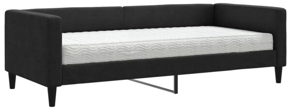 Sofa z materacem do spania, czarna, 90x200 cm, tkanina