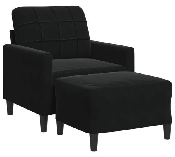 Fotel z podnÃ³Å¼kiem, czarny, 60 cm, obity aksamit