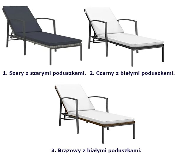 Leżak ogrodowy regulowane oparcie szary W0-R33