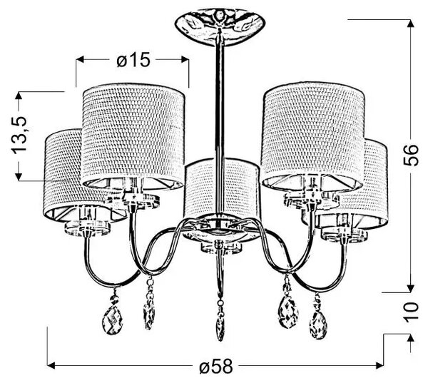 Kremowa lampa wisząca z abażurami - 2Q D229 H8-D40