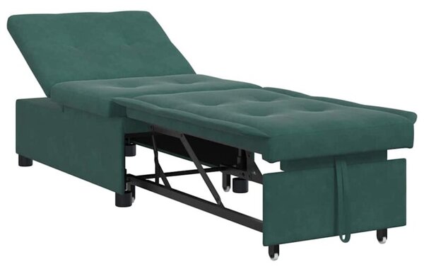 Nowoczesna sofa z funkcjÄ spania w aksamicie - ciemna zieleÅ
