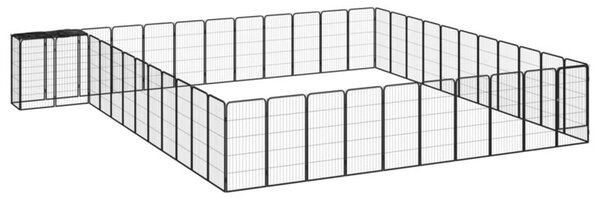 Kojec dla psa, 46 paneli, czarny, 50x100 cm, stal