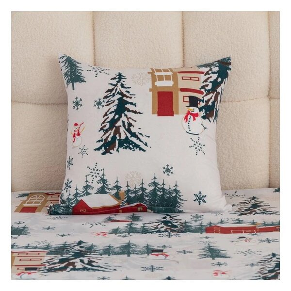 Poliesterowo-bawełniana poszewka na poduszkę SNOWY HOUSES POLY 45x45 cm, biała