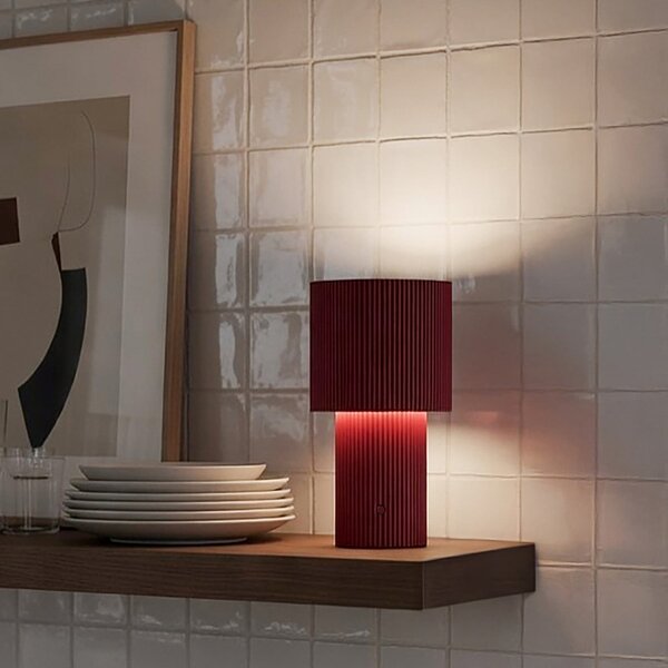Lampa Stołowa Herstal, Iluma, ściemnialny, czerwony, salon, aluminium, nowoczesny