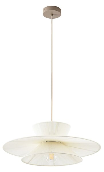 Lampa Wisząca Lucande, Novie, ściemnialny, beżowy, salon, tkanina | tekstylia, skandynawski