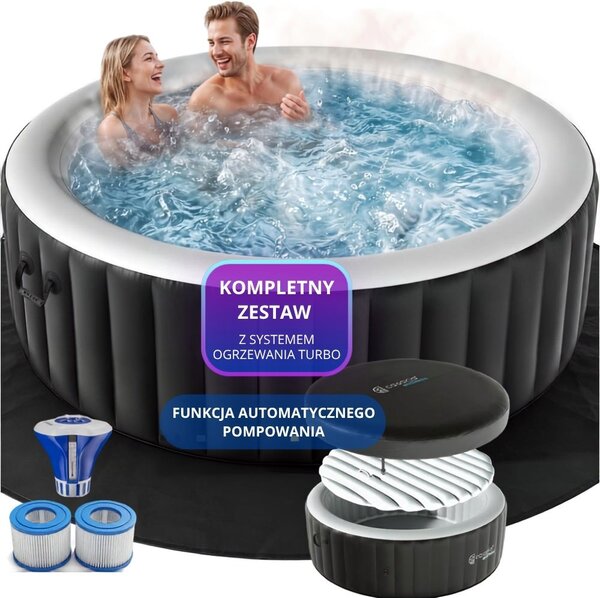 Nadmuchiwane jacuzzi OASIS dla 6 osób, okrągłe, czarne Casaria