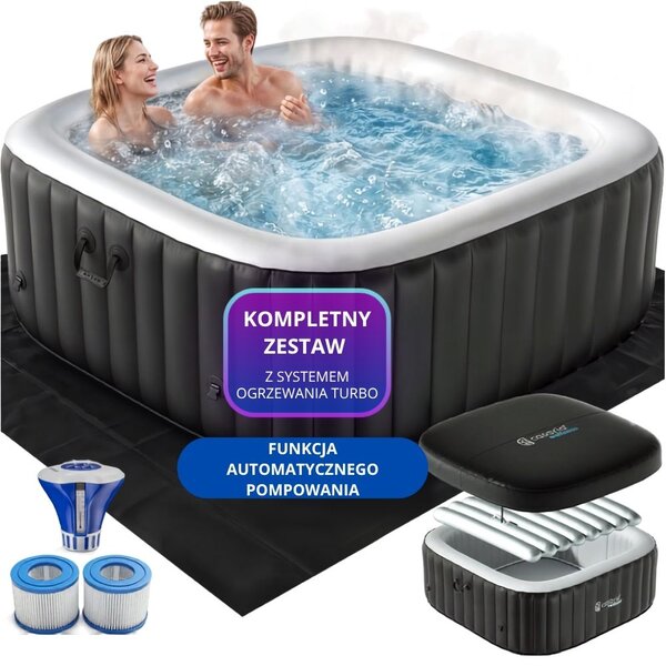 Nadmuchiwane jacuzzi OASIS dla 6 osób, kwadratowe, czarne Casaria