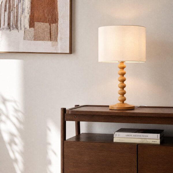 Lampa Stołowa Lucande, Karlie, biały, drewno