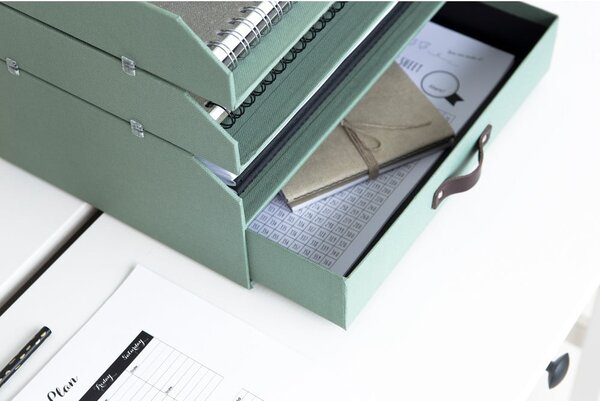 Zielony kartonowy organizer z szufladką/na dokumenty Walter Canvas Paper Laminate – Bigso