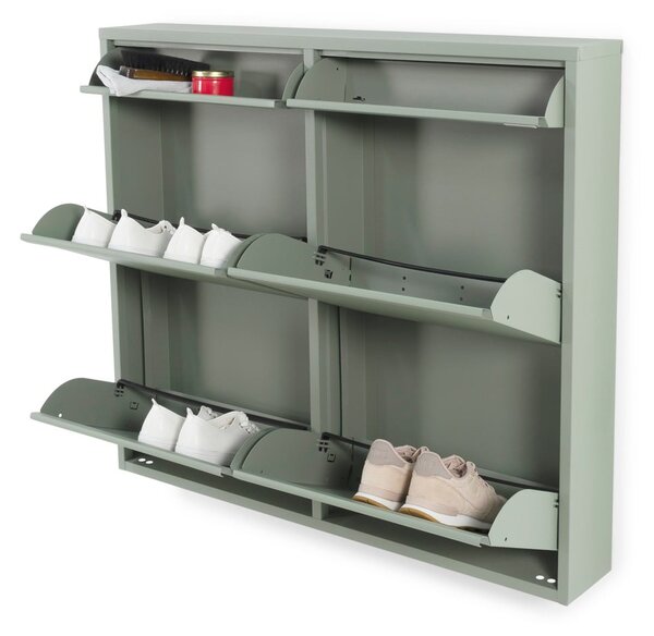 Szarozielona metalowa uchylna szafka na buty 98x86x15 cm Billy – Spinder Design