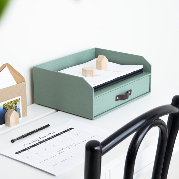 Zielony kartonowy organizer z szufladką/na dokumenty Walter Canvas Paper Laminate – Bigso