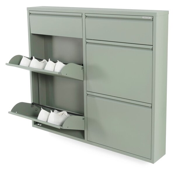 Szarozielona metalowa uchylna szafka na buty 98x86x15 cm Billy – Spinder Design