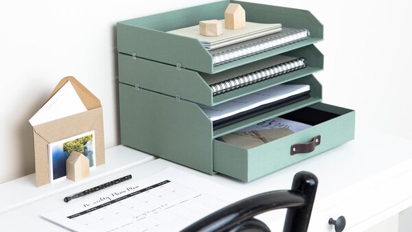Zielony kartonowy organizer z szufladką/na dokumenty Walter Canvas Paper Laminate – Bigso