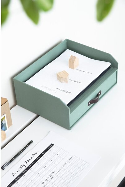 Zielony kartonowy organizer z szufladką/na dokumenty Walter Canvas Paper Laminate – Bigso