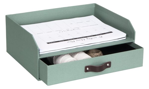 Zielony kartonowy organizer z szufladką/na dokumenty Walter Canvas Paper Laminate – Bigso