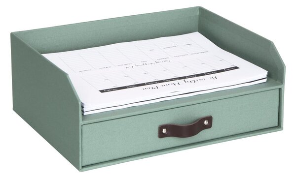 Zielony kartonowy organizer z szufladką/na dokumenty Walter Canvas Paper Laminate – Bigso