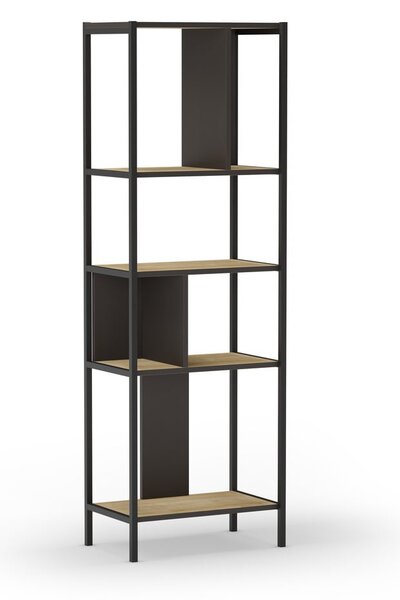 Czarny regał w dekorze dębu 58x175 cm Alabama – Marckeric