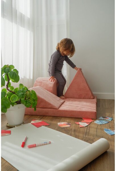 Jasnoróżowy sztruksowy piankowy plac zabaw 75x41x7 cm Bloque Montessori – Little Nice Things