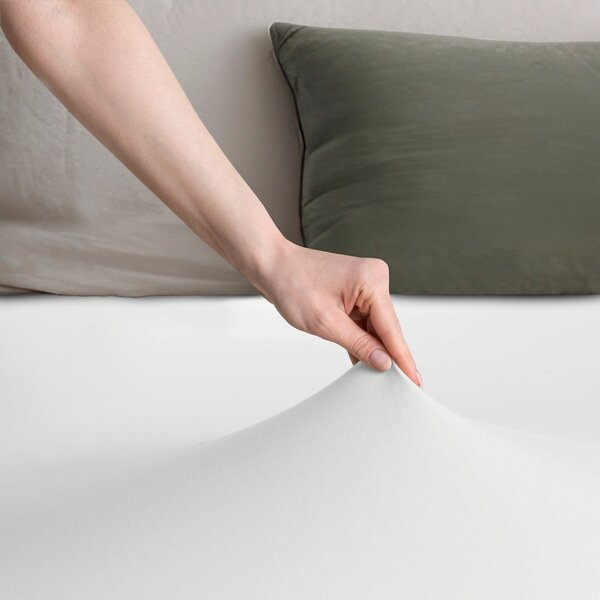 Białe dżersejowe prześcieradło z gumką 90x200 cm Amber – Restilo