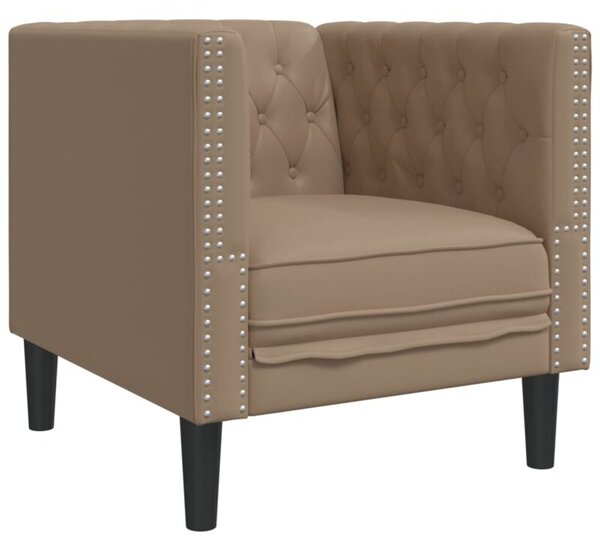 Fotel chesterfield, cappuccino, tapicerowany sztucznÄ skÃ³rÄ