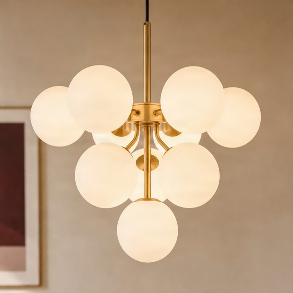 Lampa Wisząca Lucande, Peyton, ściemnialny, biały, jadalnia, szkło, design