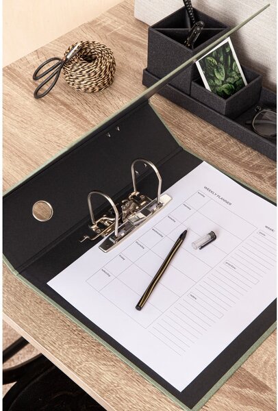 Zielony kartonowy organizer na dokumenty Archie Canvas Paper Laminate – Bigso