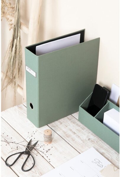 Zielony kartonowy organizer na dokumenty Archie Canvas Paper Laminate – Bigso