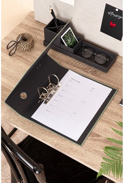 Zielony kartonowy organizer na dokumenty Archie Canvas Paper Laminate – Bigso