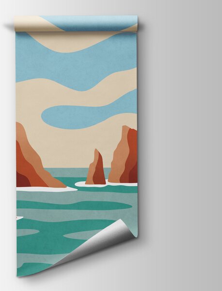 Fototapeta Plaża ze skałami i wodą, Fototapety Natura, Popularne Fototapety - Tapeko.pl