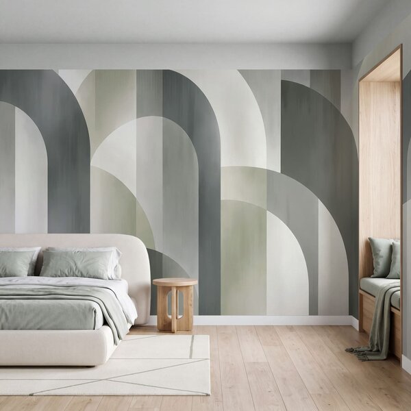 Fototapeta Szaro-biały wzór w stylu art déco, Fototapety Abstrakcja, Popularne Fototapety - Tapeko.pl