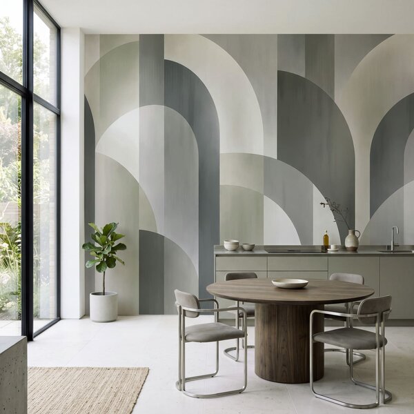 Fototapeta Szaro-biały wzór w stylu art déco, Fototapety Abstrakcja, Popularne Fototapety - Tapeko.pl
