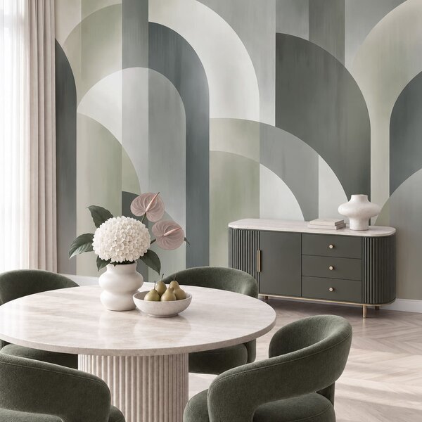 Fototapeta Szaro-biały wzór w stylu art déco, Fototapety Abstrakcja, Popularne Fototapety - Tapeko.pl