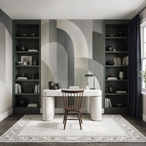 Fototapeta Szaro-biały wzór w stylu art déco, Fototapety Abstrakcja, Popularne Fototapety - Tapeko.pl