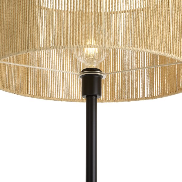 Lampa podłogowa czarna z beżowym abażurem z papierowego sznurka 50/50/25 - Simplo