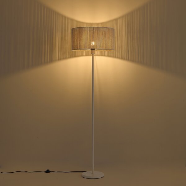 Lampa podłogowa beżowa z abażurem z papierowego sznurka 50/50/25 - Simplo