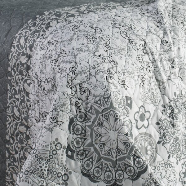 Biało-szara narzuta dwustronna z mikrowłókna DecoKing Alhambra, 220x240 cm