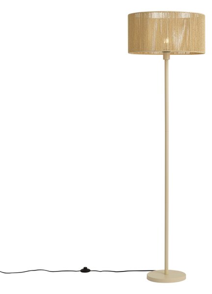 Lampa podłogowa beżowa z abażurem z papierowego sznurka 50/50/25 - Simplo