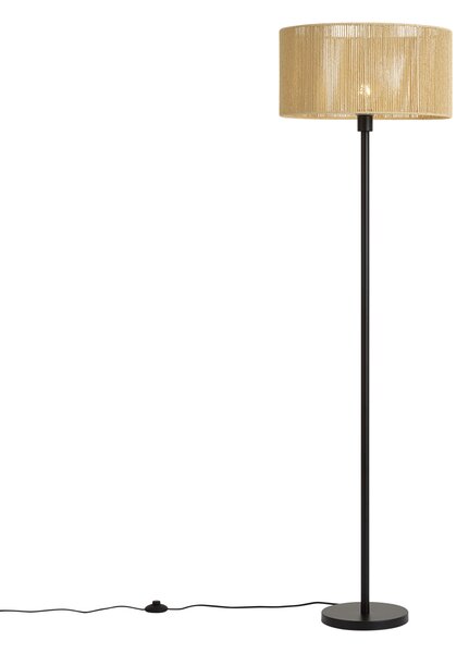 Lampa podłogowa czarna z beżowym abażurem z papierowego sznurka 50/50/25 - Simplo