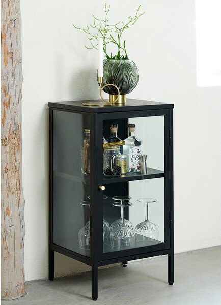 Czarna metalowa witryna 45x85 cm Carmel – Unique Furniture