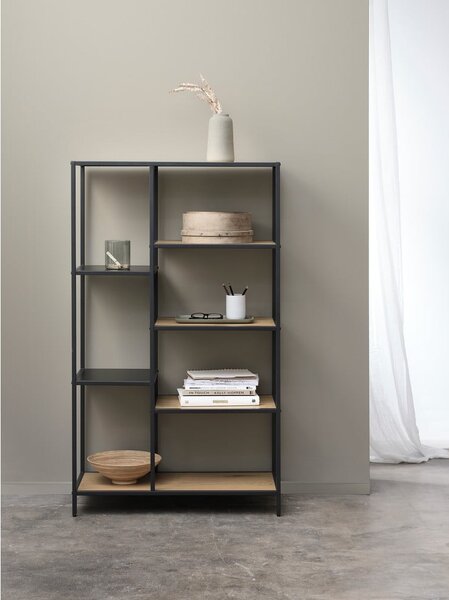 Czarny/w naturalnym kolorze regał w dekorze dębu 80x146x35 cm Altino – Unique Furniture