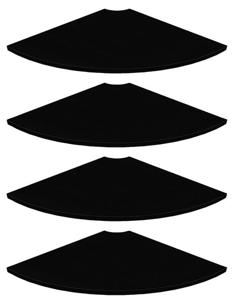 Półka narożna - 30 cm - 4-częściowa - Czarny - Drewno
